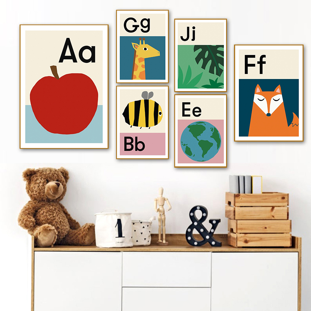 Baby Nursery Images Free - Póster del alfabeto ABCD de dibujos