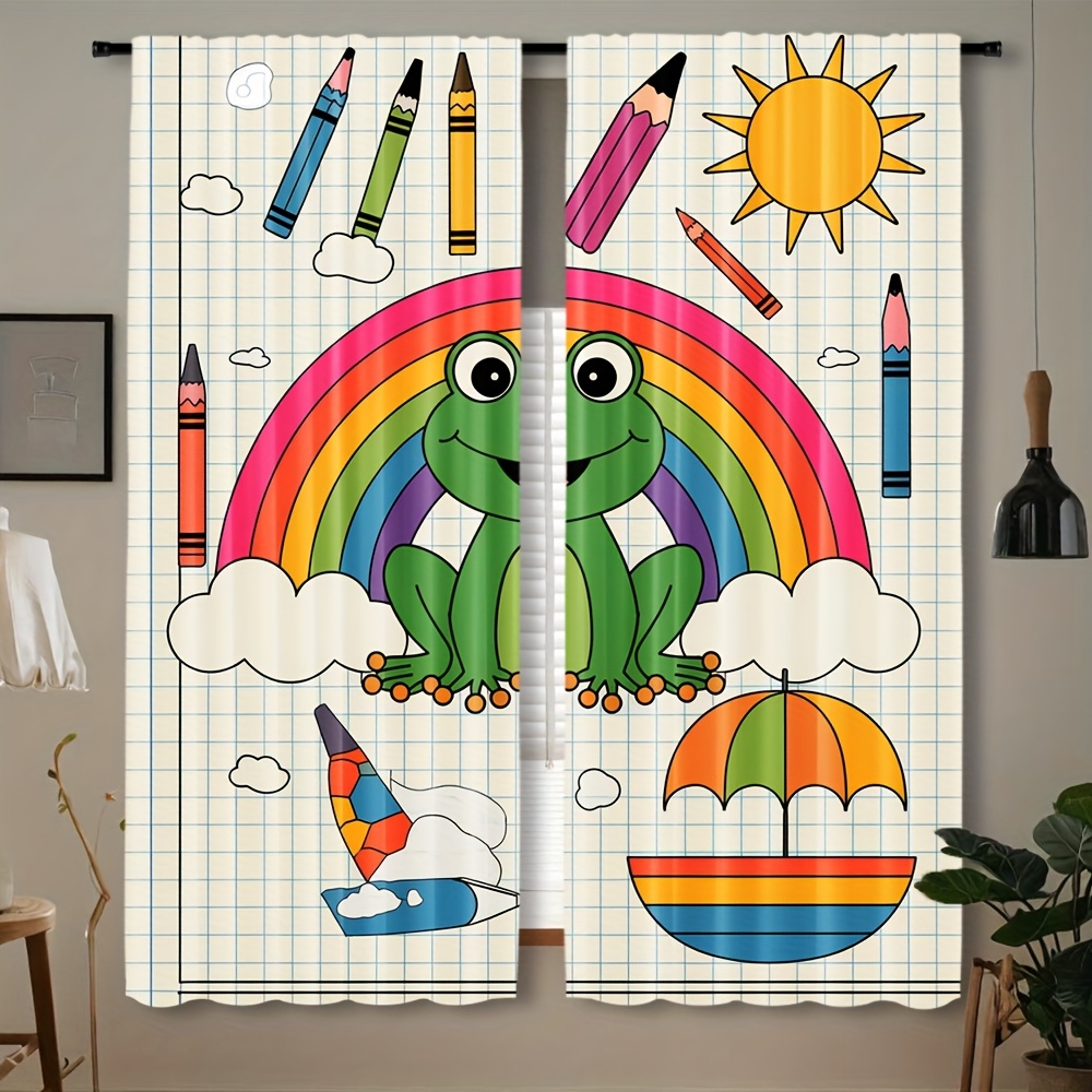 Baby Nursery Colors - Linda cortina de rana arcoíris, decoración