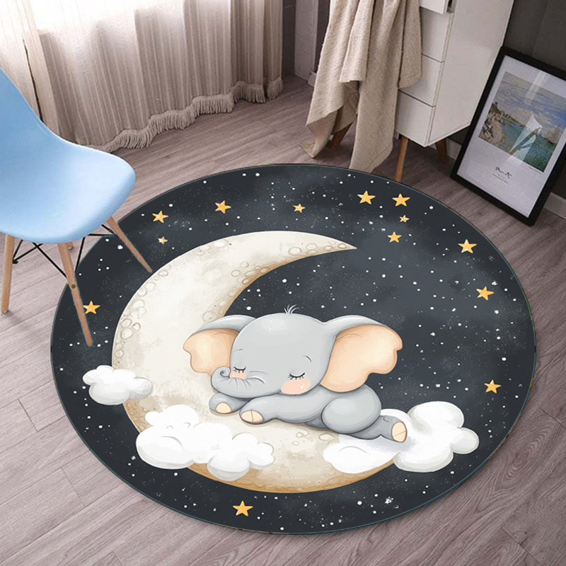 Baby Nursery Elephant Theme - Alfombra redonda con diseño de elefante,