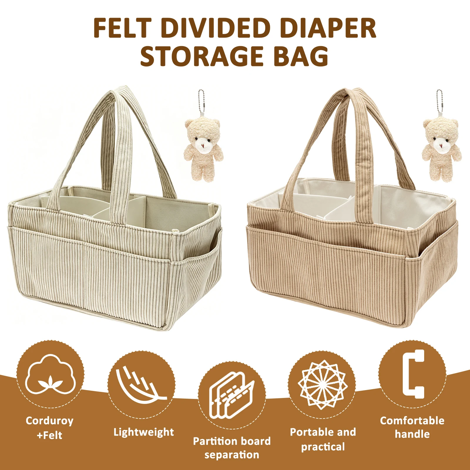 Diaper Caddy Organizer - Bolsa de Viaje Portátil para Mamá,
