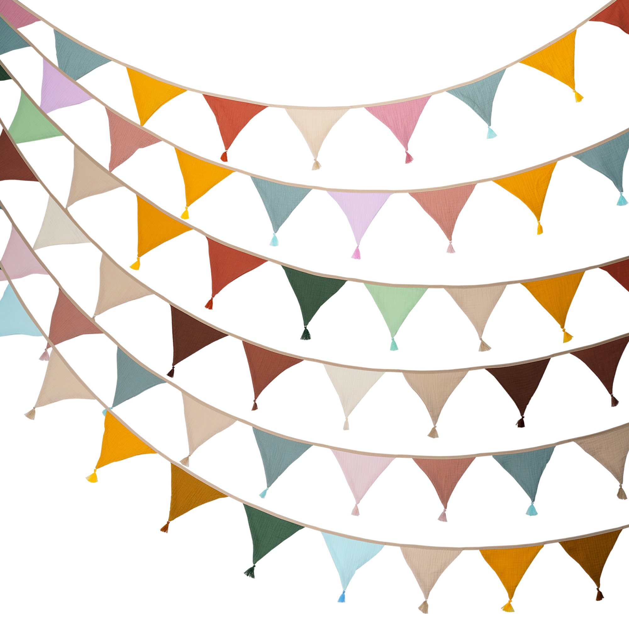 Baby Nursery Garland - Banderines triangulares con borlas para decoración