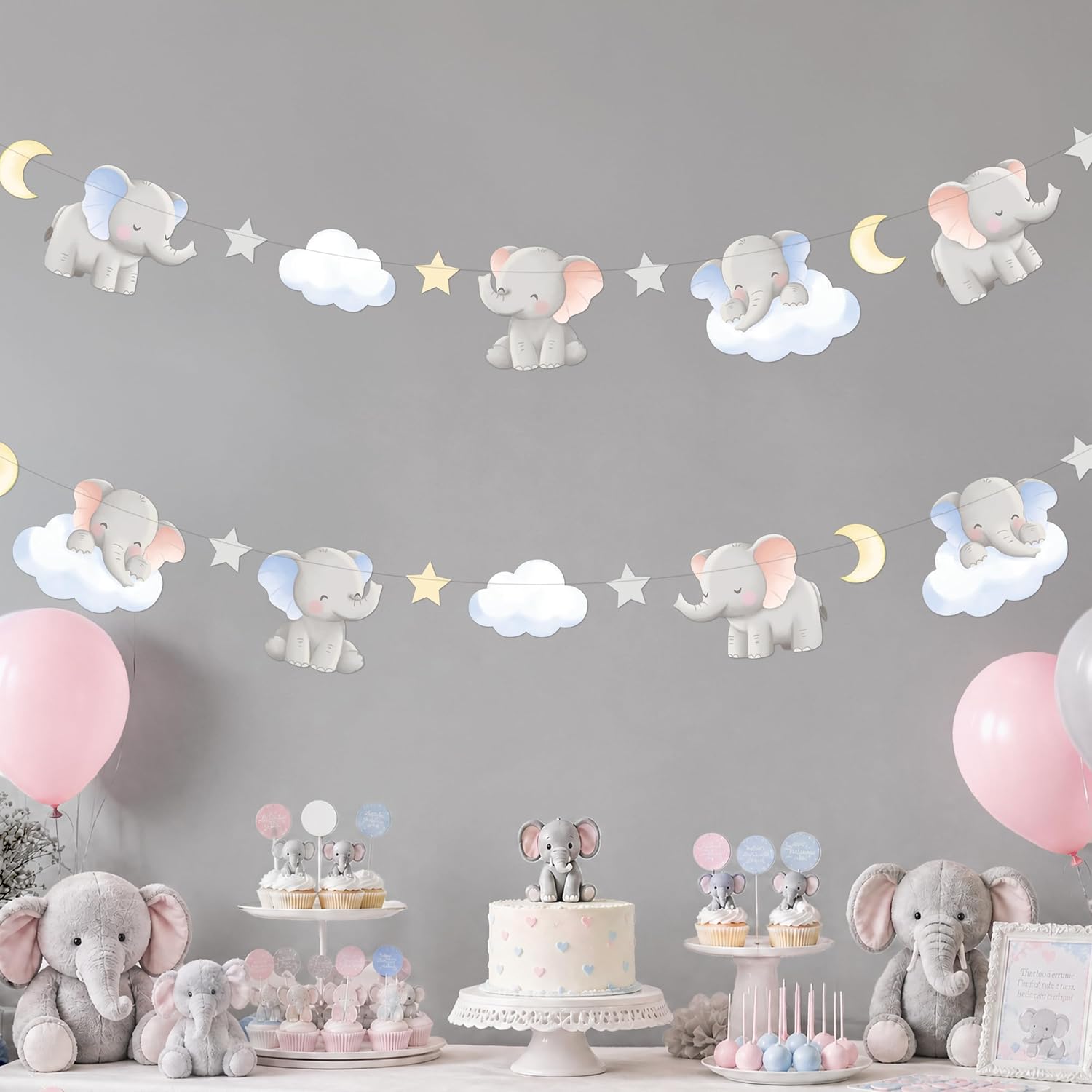 Baby Nursery Garland - 2 Piezas de Guirnalda de Elefantes