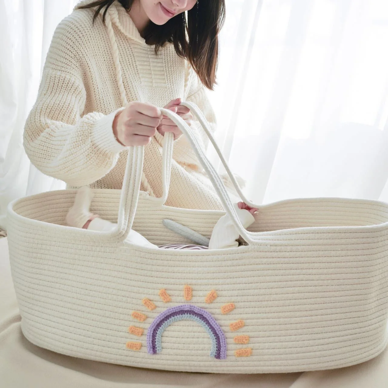 Baby Nursery Basket - Cesta de transporte portátil para bebé,