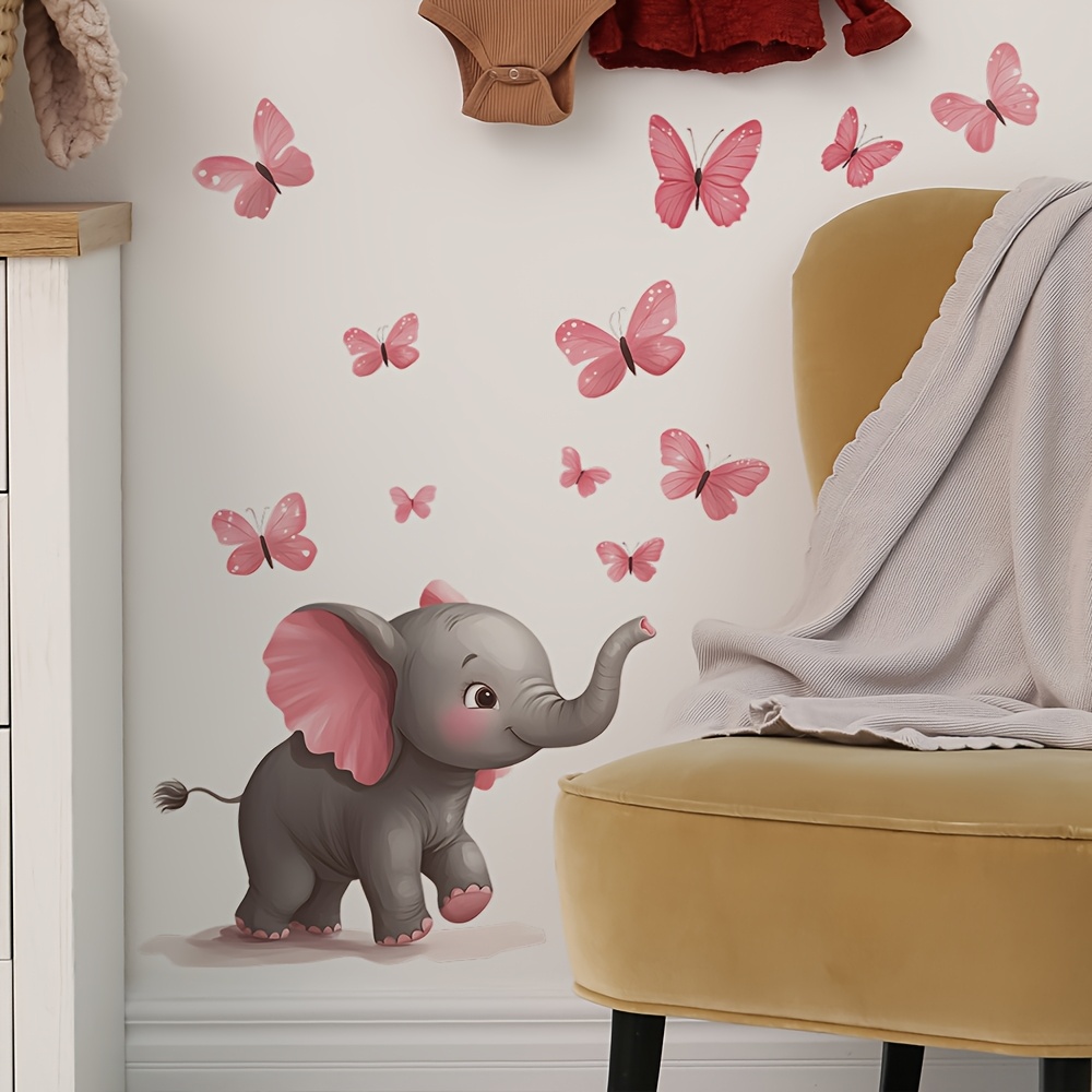 Baby Nursery Elephant Theme - 1 adhesivo decorativo de pared con