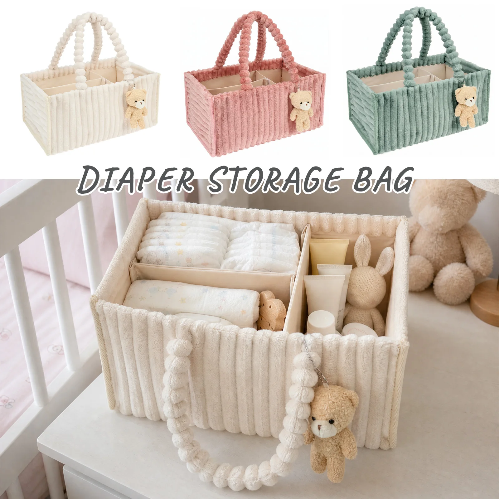 Diaper Caddy Organizer - Organizador de pañales para bebé, cesta