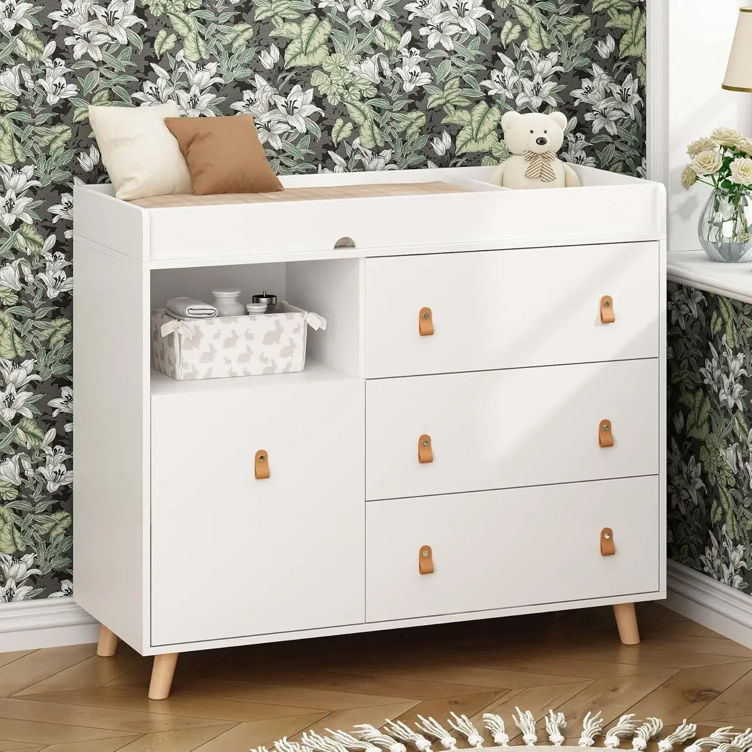 Baby Nursery Chest Of Drawers - Cómoda para Bebé con Cambiador, Cajones,