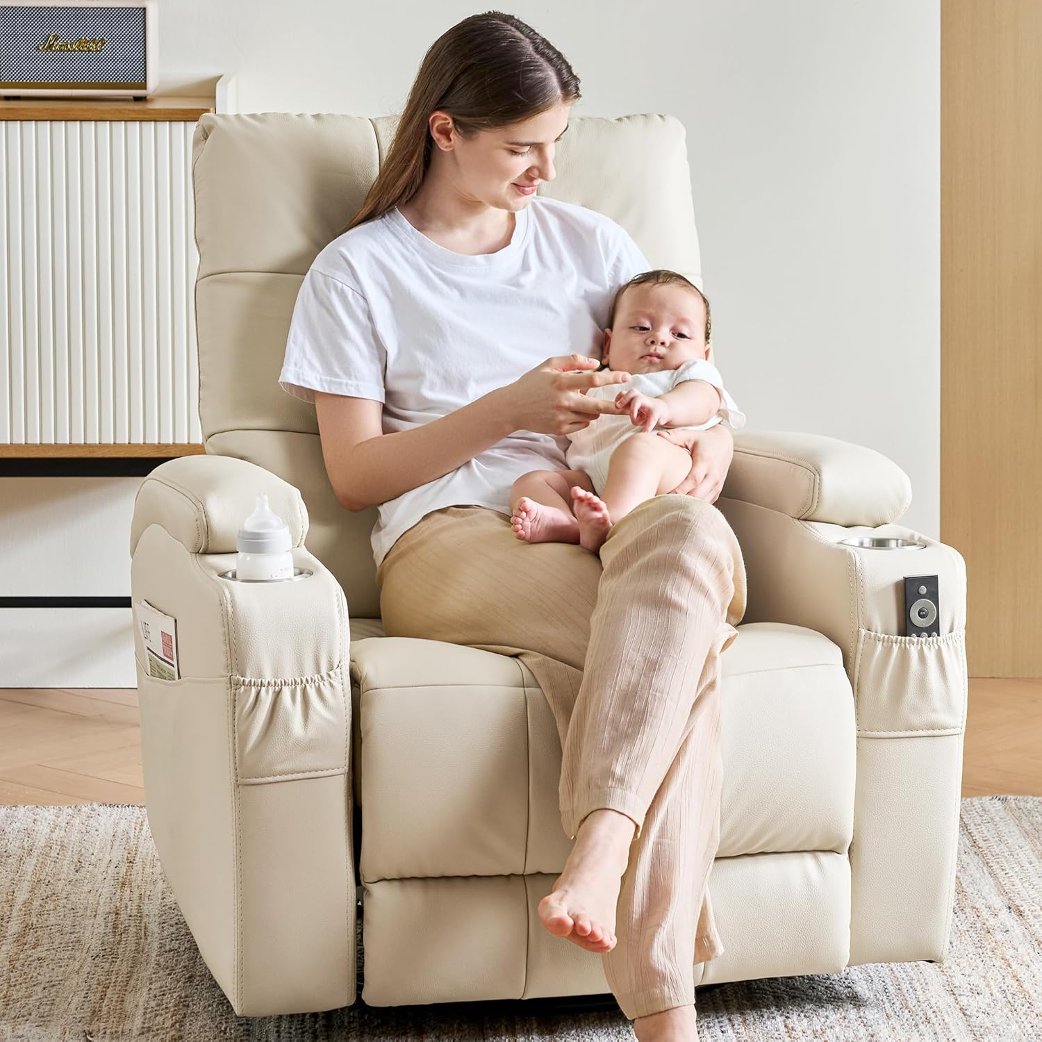 # Sillón Reclinable de Cuero,  - Rocking Chair Nursery reseña y precio