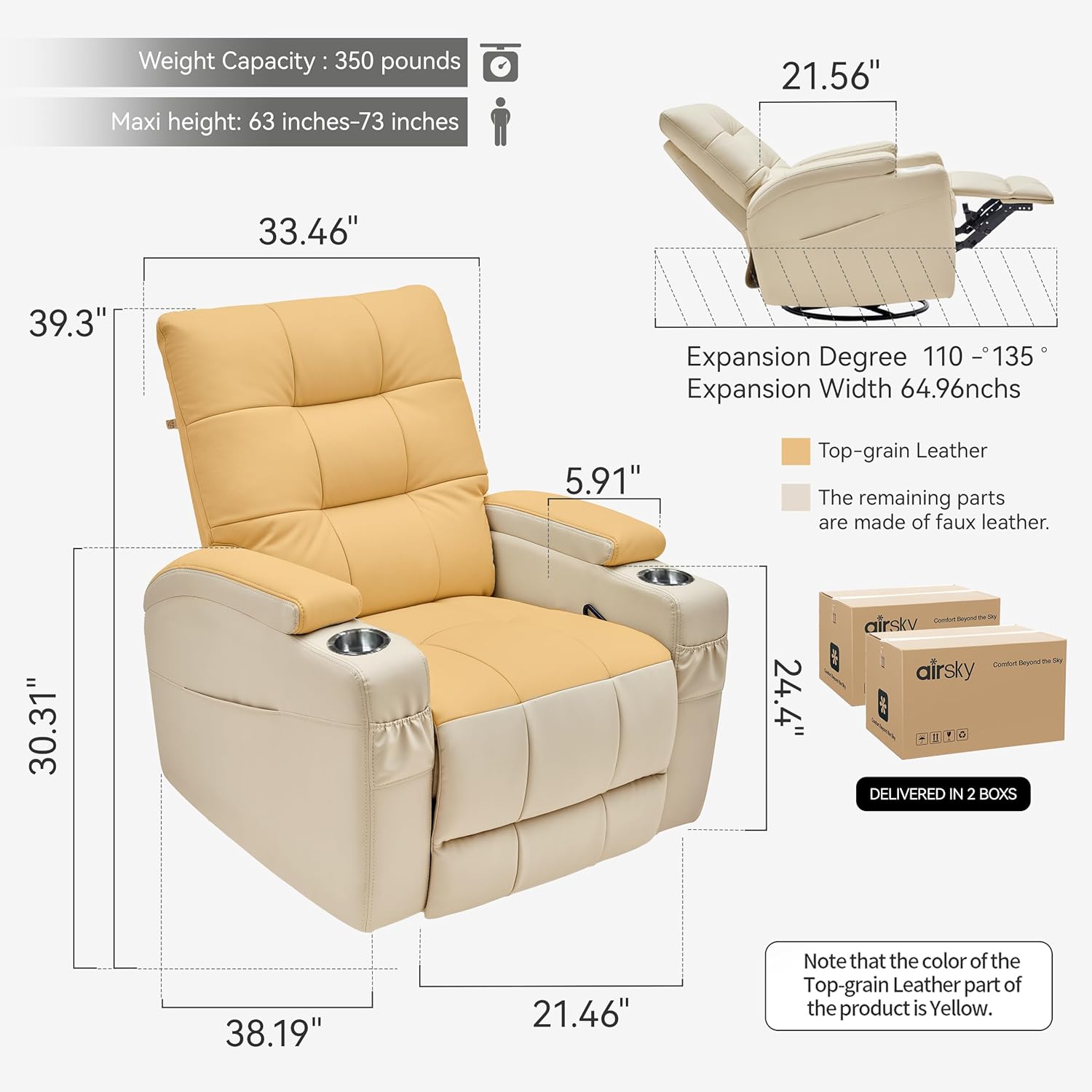 # Sillón Reclinable de Cuero,  - Rocking Chair Nursery reseña y precio