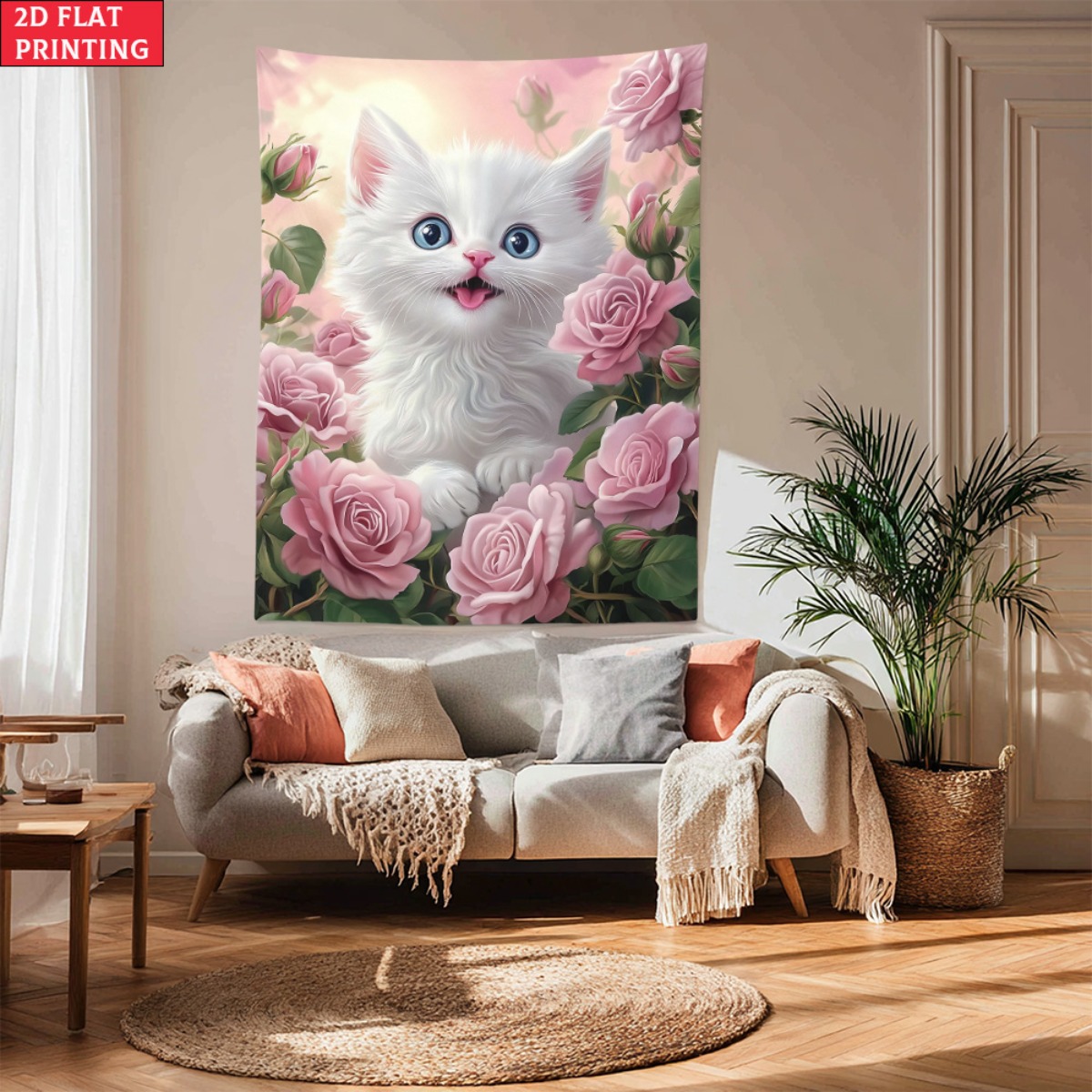 Lindo gatito blanco tapiz de j - Baby Nursery Colors reseña y precio