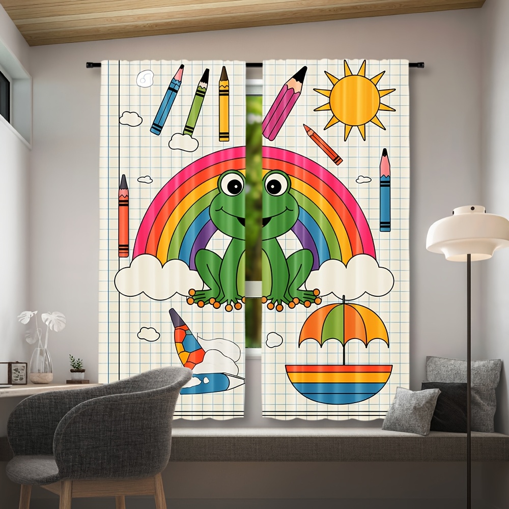 Linda cortina de rana arcoíris - Baby Nursery Colors reseña y precio
