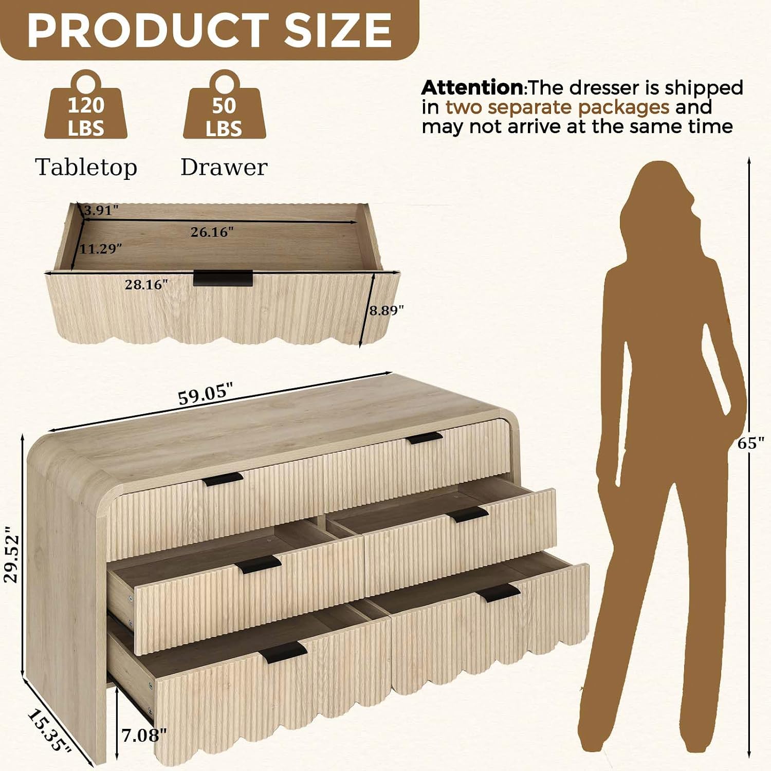 Cómoda de madera con 6 cajones - Baby Nursery Chest Of Drawers reseña y precio