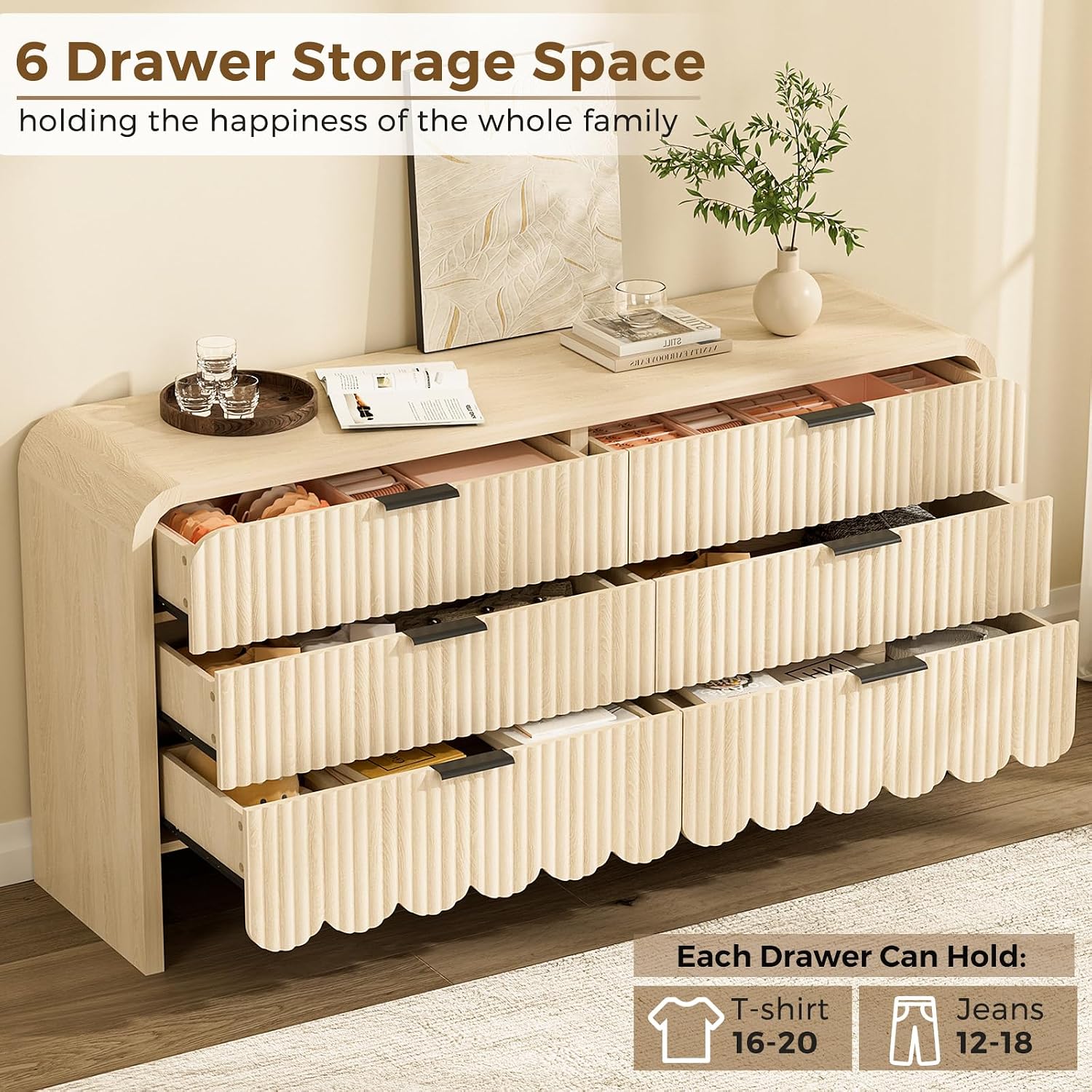 Cómoda de madera con 6 cajones - Baby Nursery Chest Of Drawers reseña y precio