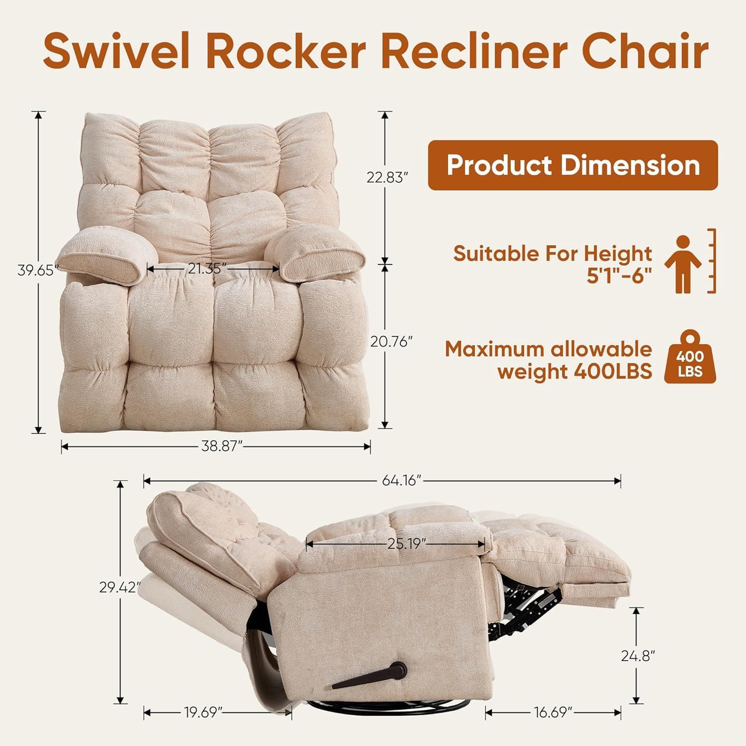 Sillón Reclinable Giratorio Ex - Rocking Chair Nursery reseña y precio