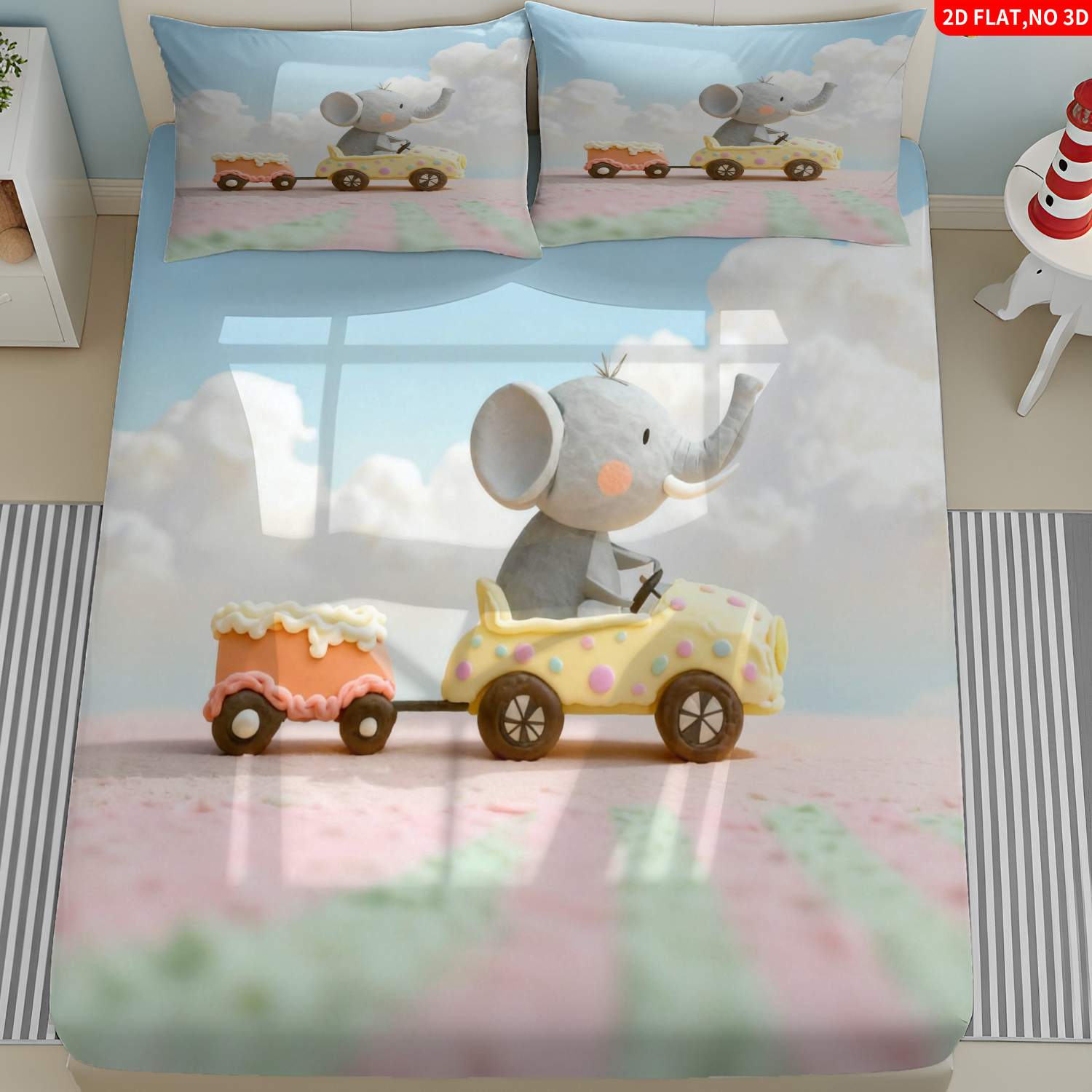 Juego de Ropa de Cama de Tres  - Baby Nursery Elephant Theme reseña y precio
