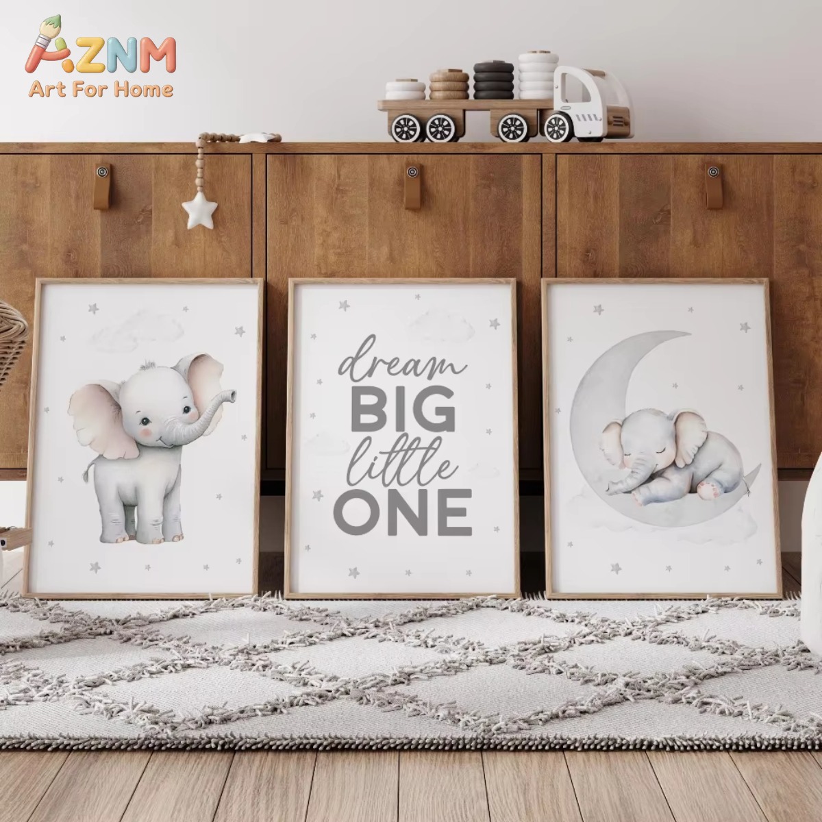 AZNM Juego de impresiones de e - Baby Nursery Elephant Theme reseña y precio