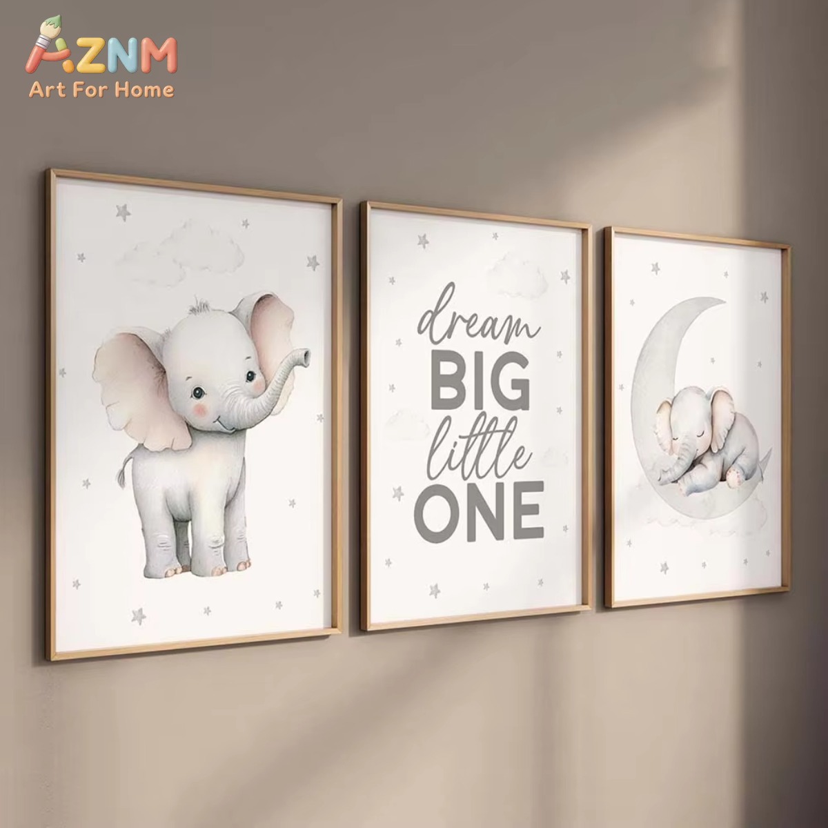 AZNM Juego de impresiones de e - Baby Nursery Elephant Theme reseña y precio