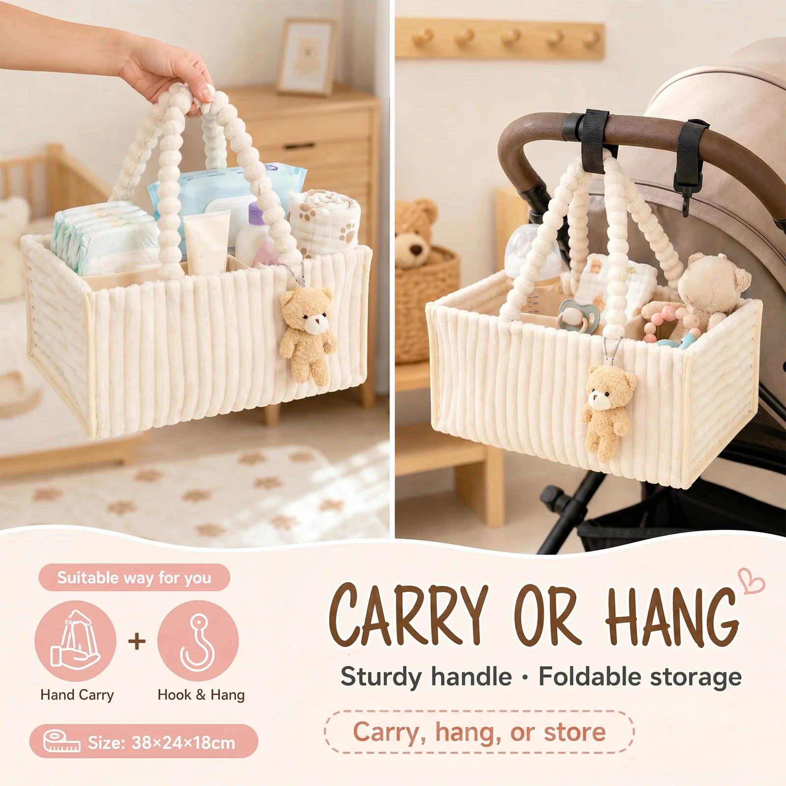Organizador de pañales para be - Diaper Caddy Organizer reseña y precio