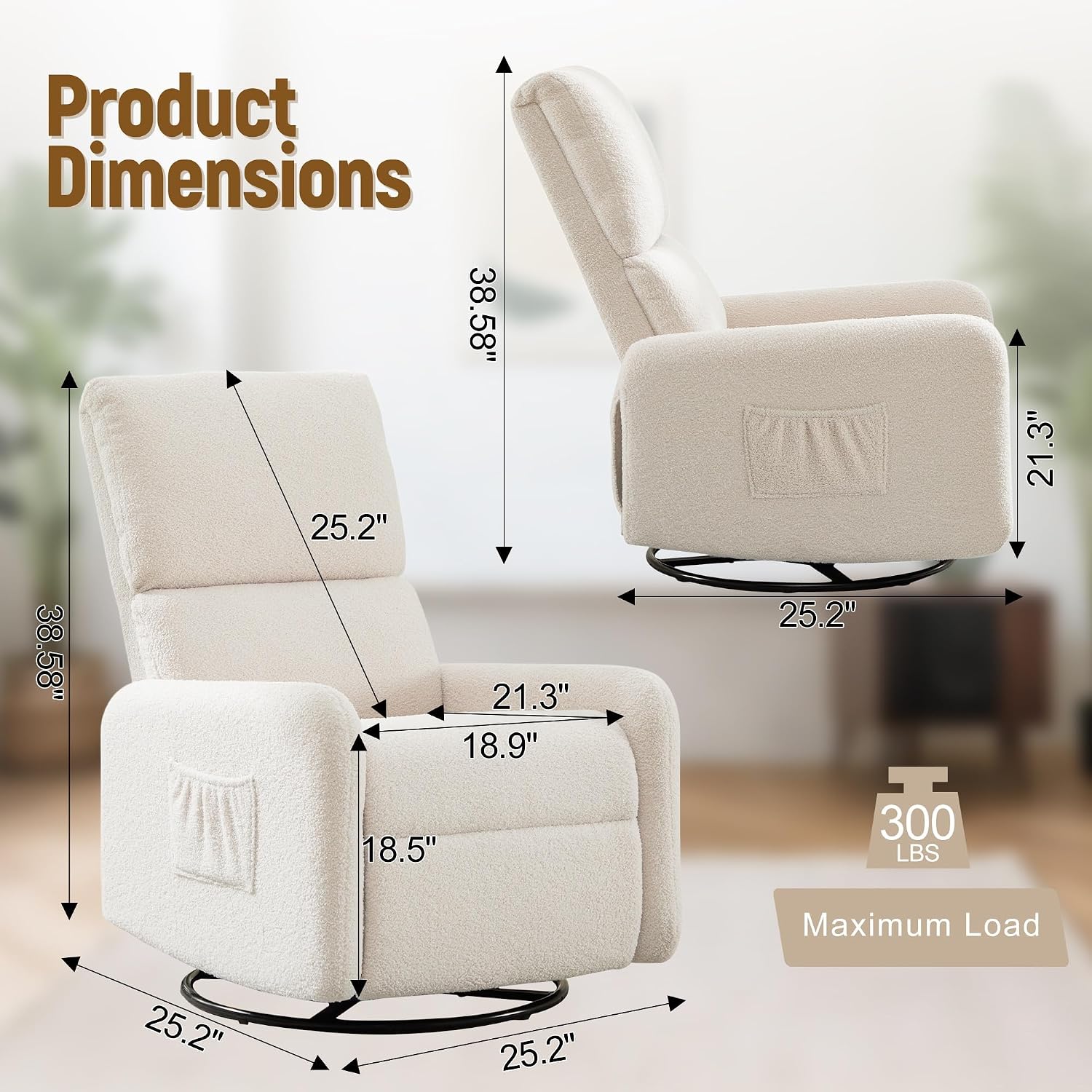 360 °   Silla Mecedora, Silla  - Rocking Chair Nursery reseña y precio