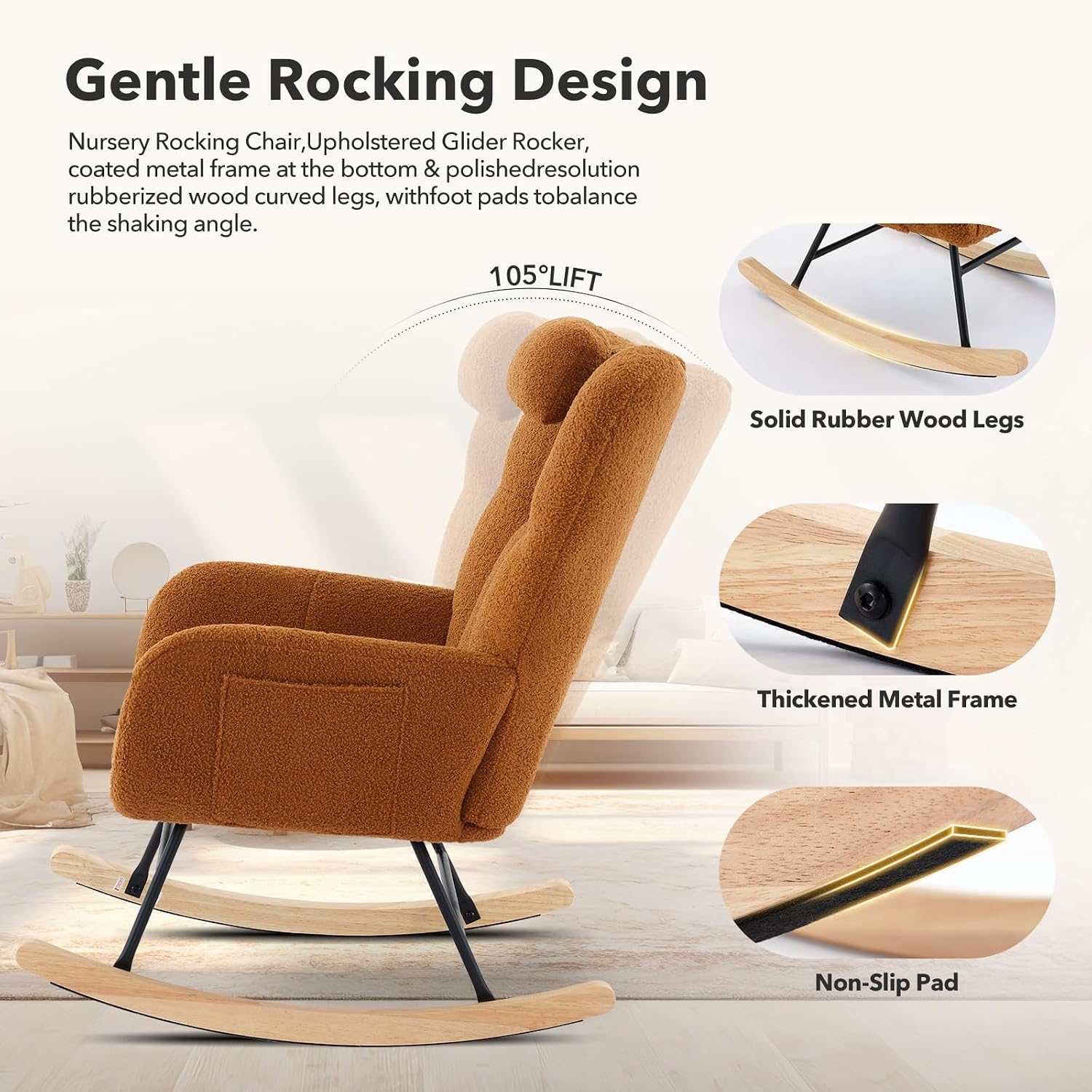 Silla Mecedora Teddy Glider pa - Rocking Chair Nursery reseña y precio